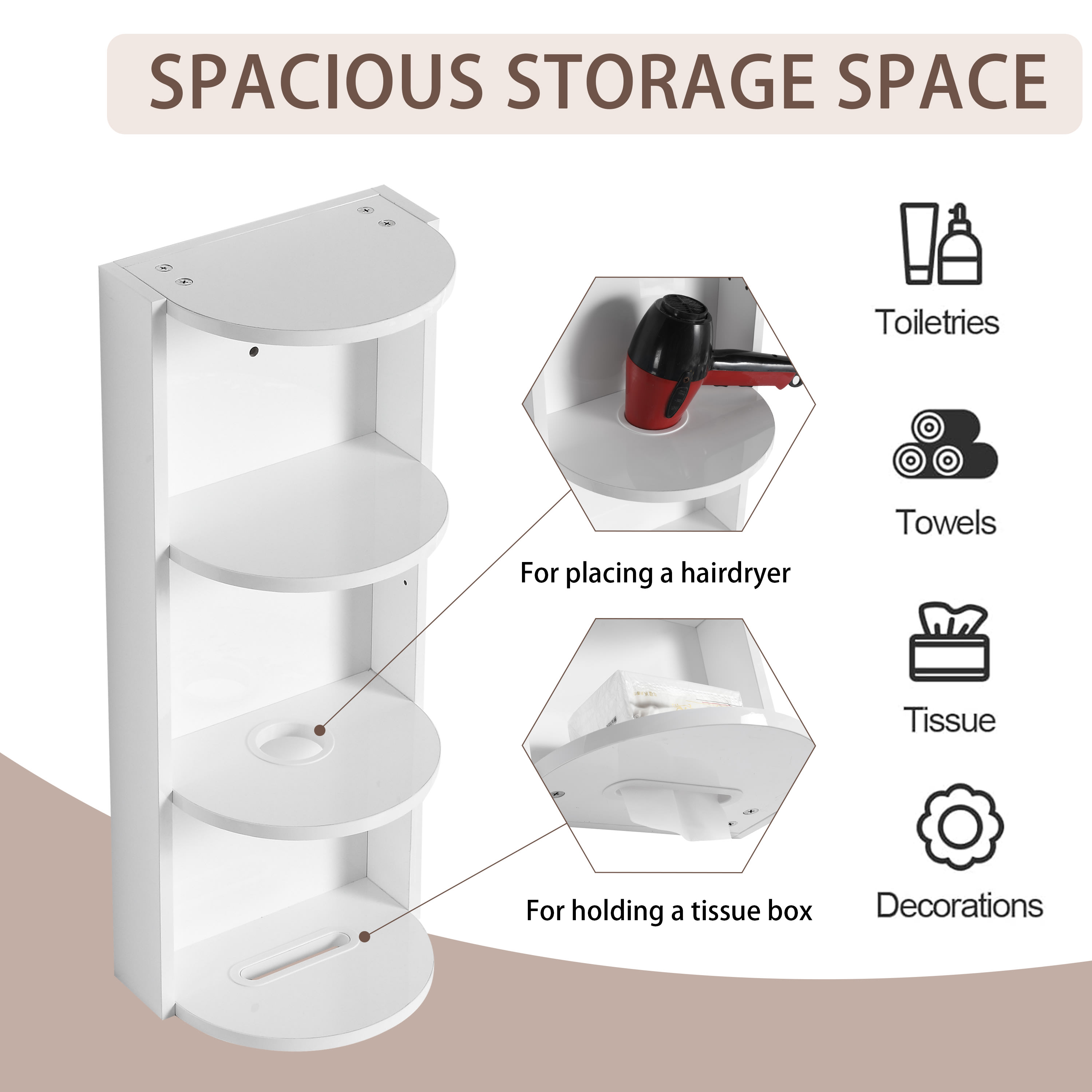 12  Bathroom Wall- Mounted Storage Rack  Float Mounting Design  KD- Packing view 5