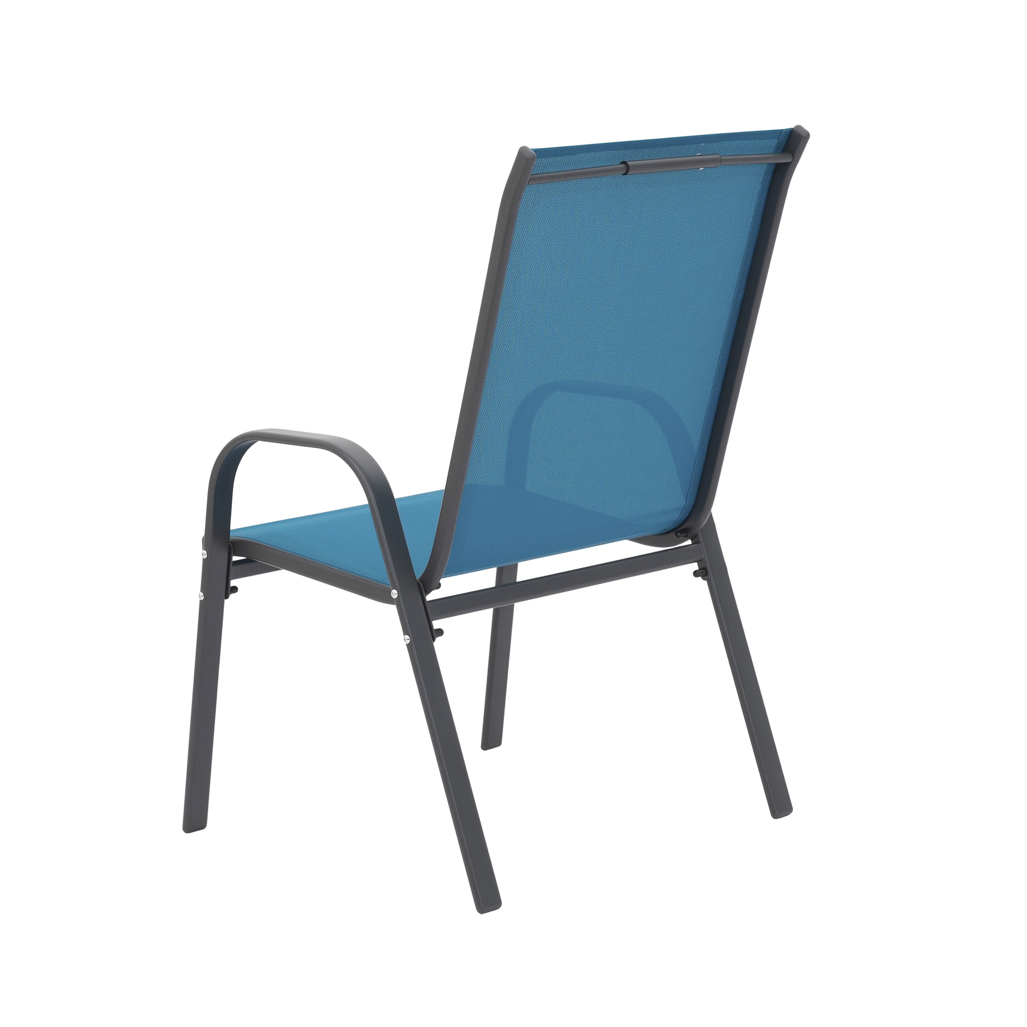 8 Piece Patio Chairs, Outdoor Camping Chairs With Breathable Textilene Fabric, Set Of 2 Garden Chairs With Armrest High Backrest For Garden Patio Pool Beach Yard Space Saving   Blue view 2
