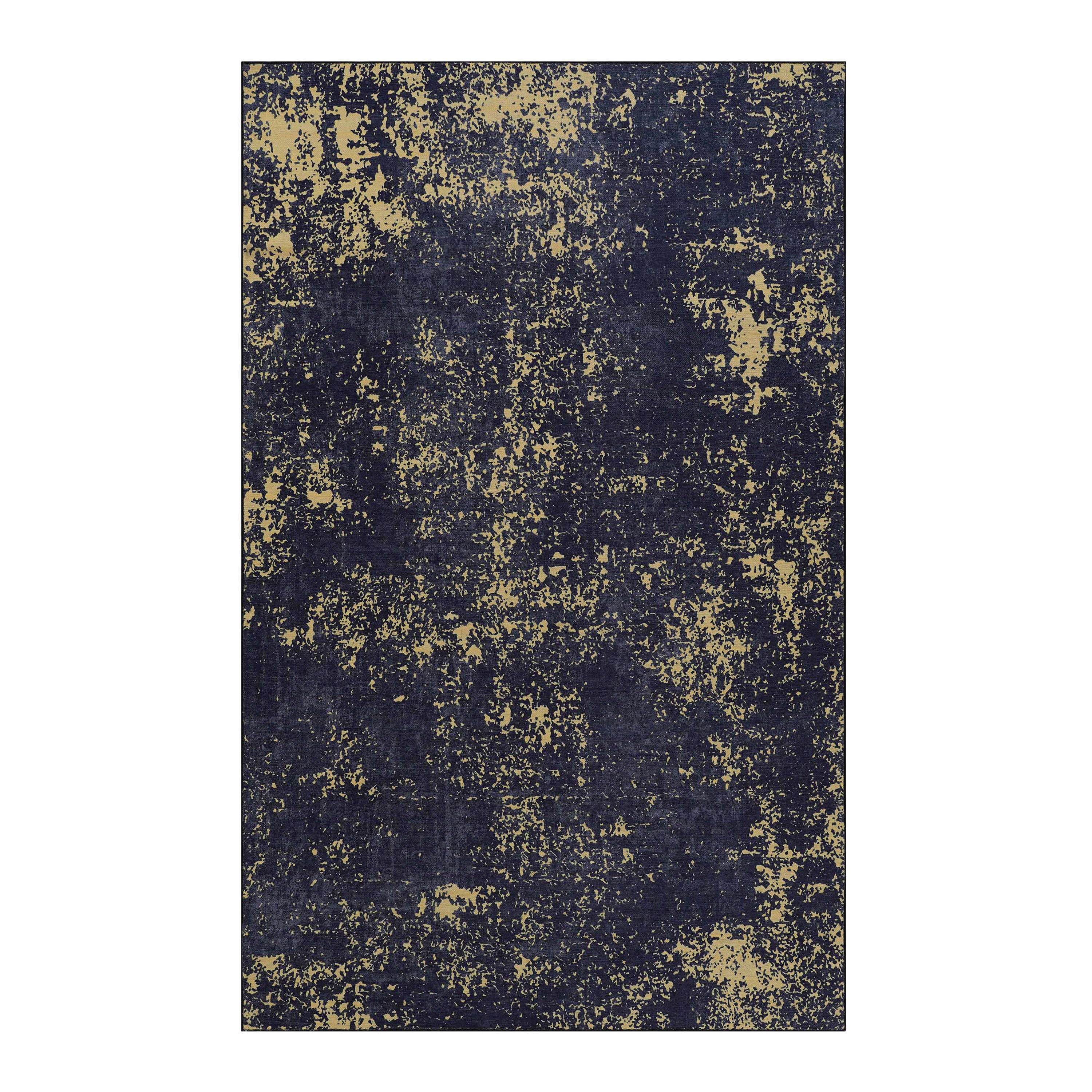 MAVAL Black Washable Rug 6x9 Area Rug  Black Gold, 6' X 9' view 3