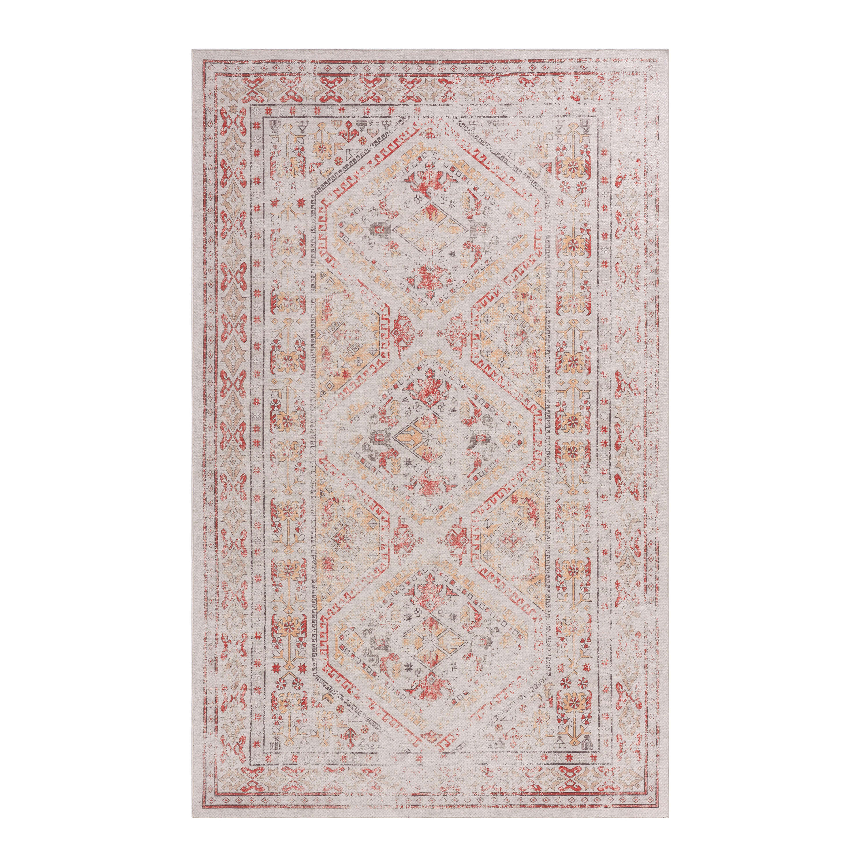 MAVAL Beige Washable Rug 6x9 Area Rug  Beige, 6' X 9' view 1