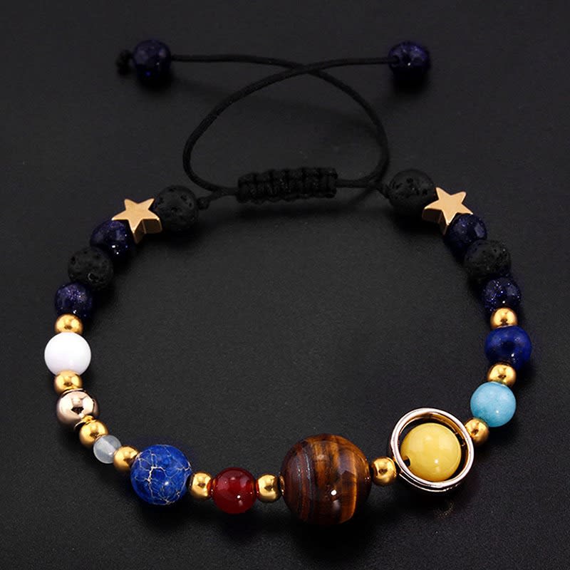 Eight Planets Alloy Bracelet, Natural Stone Bead Bracelet Women Solar System Bracelet Universe Galaxy The Eight Planets Guardian Star Natural Stone Beads Bracelet Bangle Gifts For Girls view 5