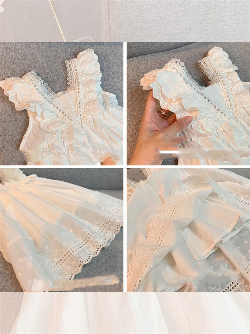 Summer Vest Skirt Baby Girl White Princess Skirt Lace Lace Skirt view 2