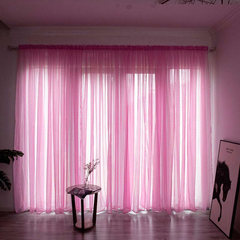 Simple And Modern Balcony Solid Color Gauze Curtain view 13