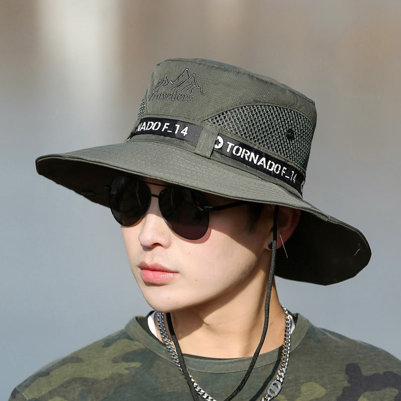 Mountaineering Fishing Sunscreen Travel Breathable Large Eave Visor Hat For Men view 4