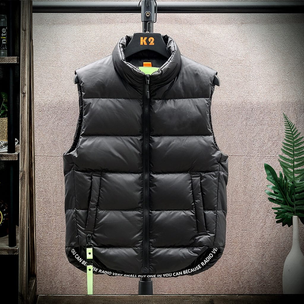 Men's Winter Down Vest Fashion All-match Stand-collar Sleeveless Jacket Solid Thickened Tank Outerwear Clothing view 6