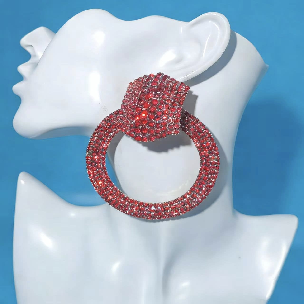Fully Paved Oversized Sparkle Hoop Earrings For Women view 4