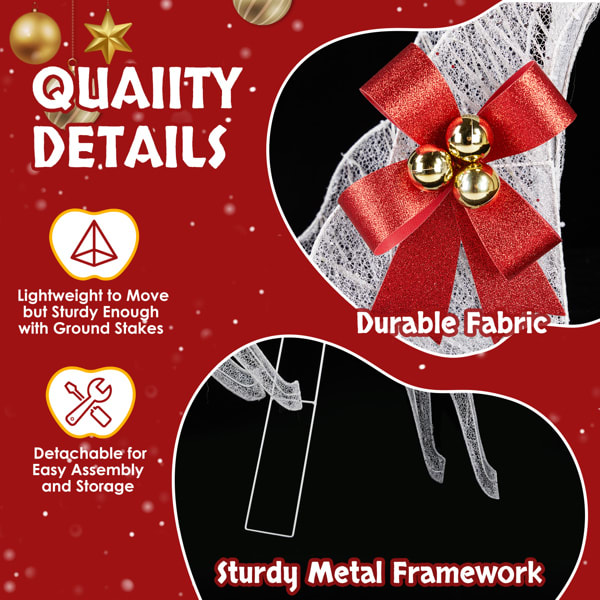 211X27.5X100cm Deer Sled, White Light, Powder Mesh, Christmas Lights, Reindeer view 7