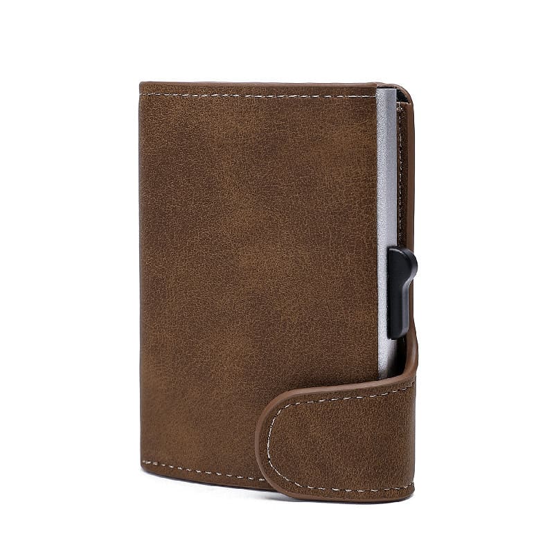 Crazy Horse Leather Aluminum Card Case Wallet view 1