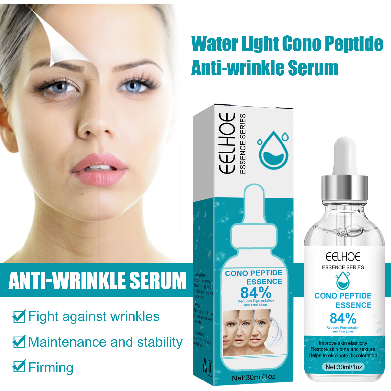 EELHOE Aquatic Dendrobatid Peptide Anti-Wrinkle Serum For Skin Repair, Targeting Fine Lines Around The Eyes And Mouth, And Firming Wrinkles For Enhanced Skincare view 2