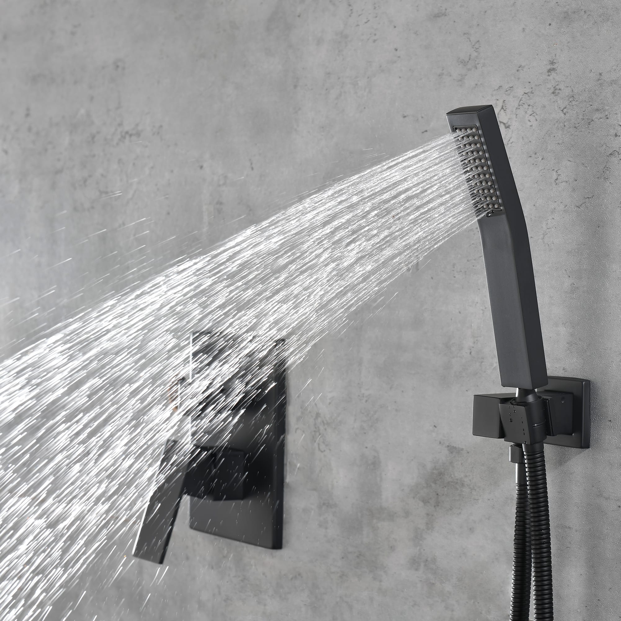 Matte Black Shower Set System Bathroom Luxury Rain Shower Combination Set Ceiling Mounted Showerhead Showerhead Faucet view 12