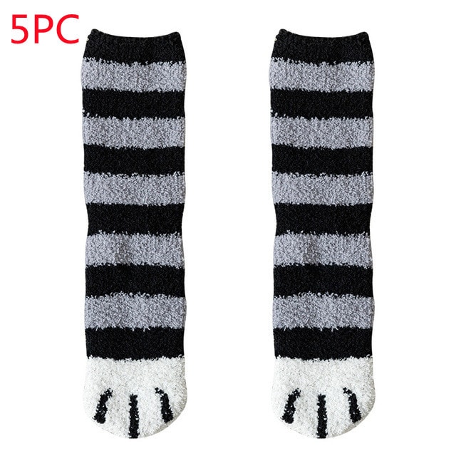 Women's Coral Fleece Cat Paw Pattern Kawaii Thick Warm Socks view 15