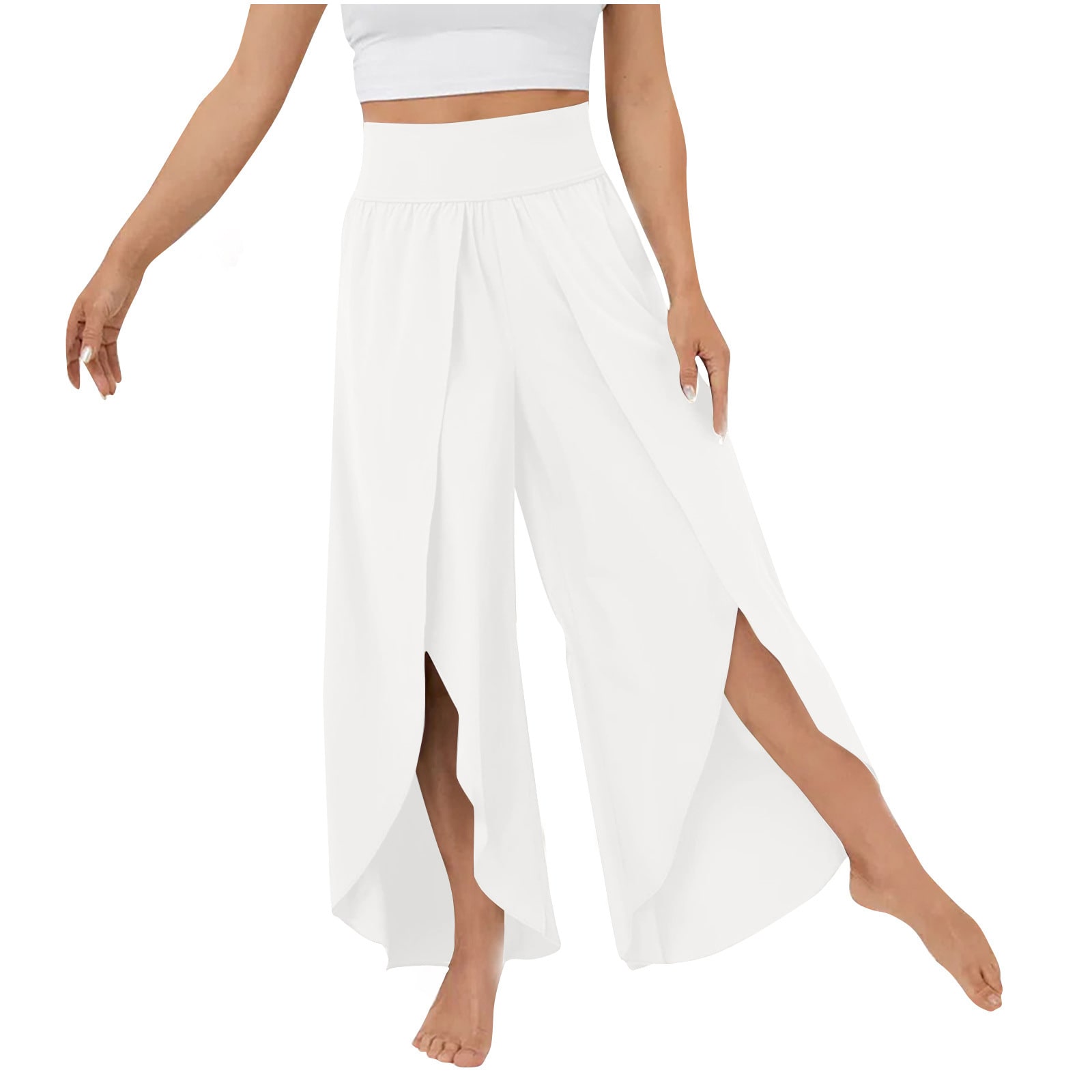 Loose Split Yoga Pants Summer Elastic High Waist Wide Leg Trousers Women's Fashion Versatile Clothing view 9