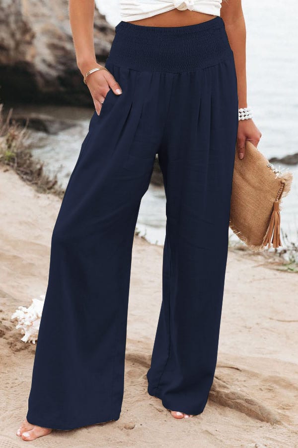 Women's Pants Casual Wide Leg Cotton Linen Loose Trousers view 4