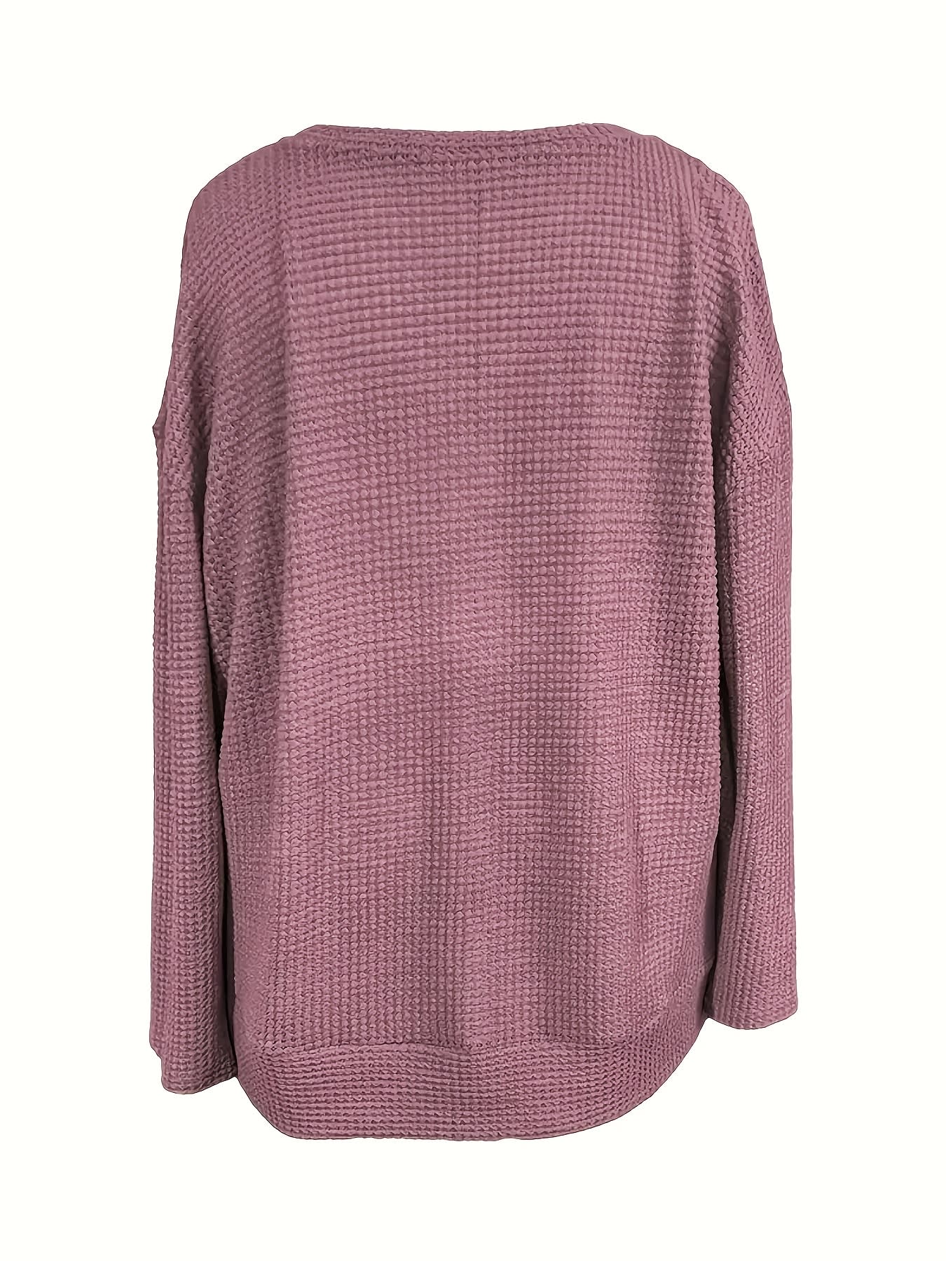 Self-pick-up Plus Size Women'S Casual Round Neck Long Sleeve T-Shirt Solid Colour Waffle Top Only Self-pickup Is Supported view 1