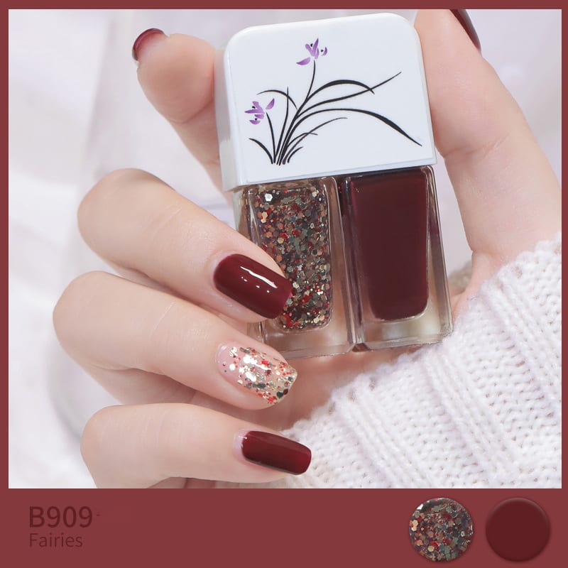 Two-tone Nail Polish New Autumn And Winter Free Baking Explosion Type Water-based Twin Set view 3