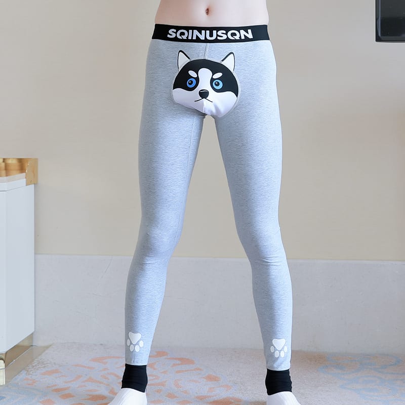 Cute Dog Print Leggings Winter Warm Innerwear Cotton Pants For Men view 8