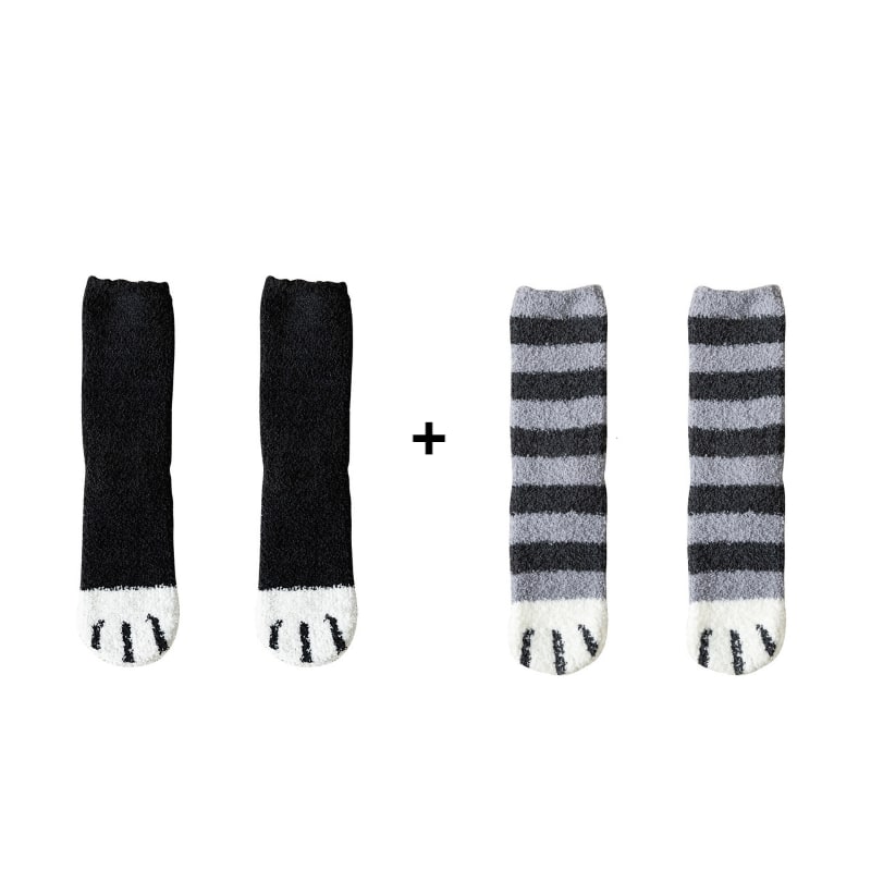 Women's Coral Fleece Cat Paw Pattern Kawaii Thick Warm Socks view 5