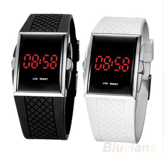 Men Women Casual Unisex White Black LED Digital Sports Wrist Watch Wristwatch Date Clock view 1