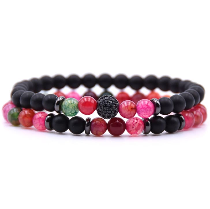 Micro-inlaid Zircon Nracelet 6mm Natural Stone Beaded Bracelet view 7