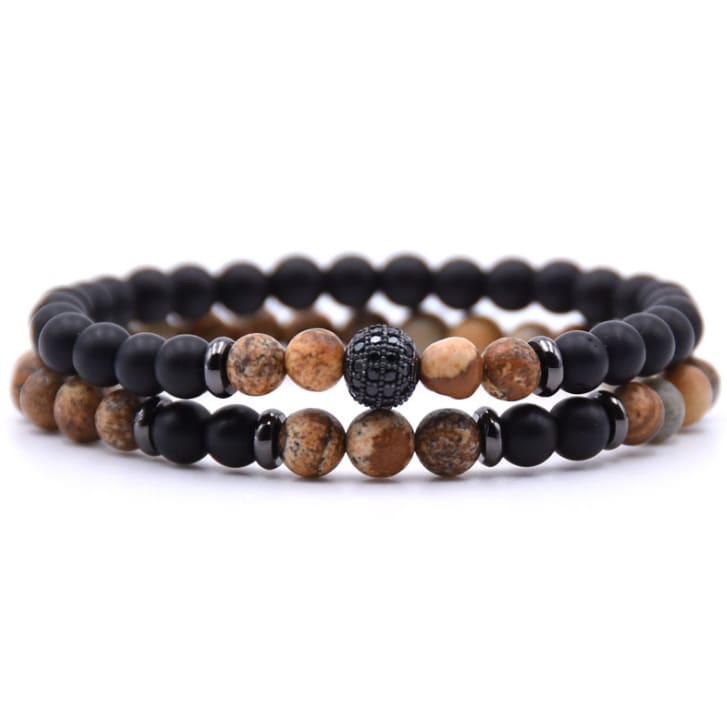 Micro-inlaid Zircon Nracelet 6mm Natural Stone Beaded Bracelet view 2