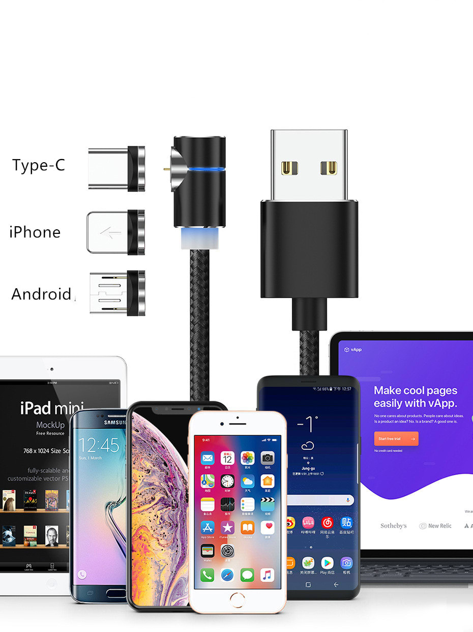 Magnetic Cable LED Magnet Charger Cable USB Cable & USB Type-C USB C view 11