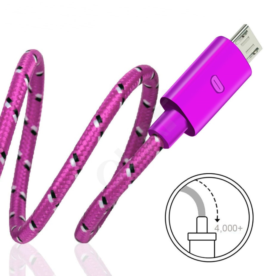 Woven nylon cloth data cable view 3