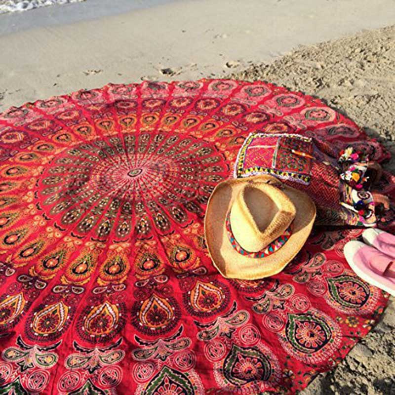 Round carpet scarf mandala tapestry view 3