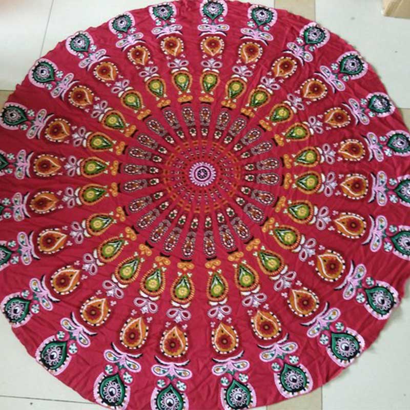 Round carpet scarf mandala tapestry view 4