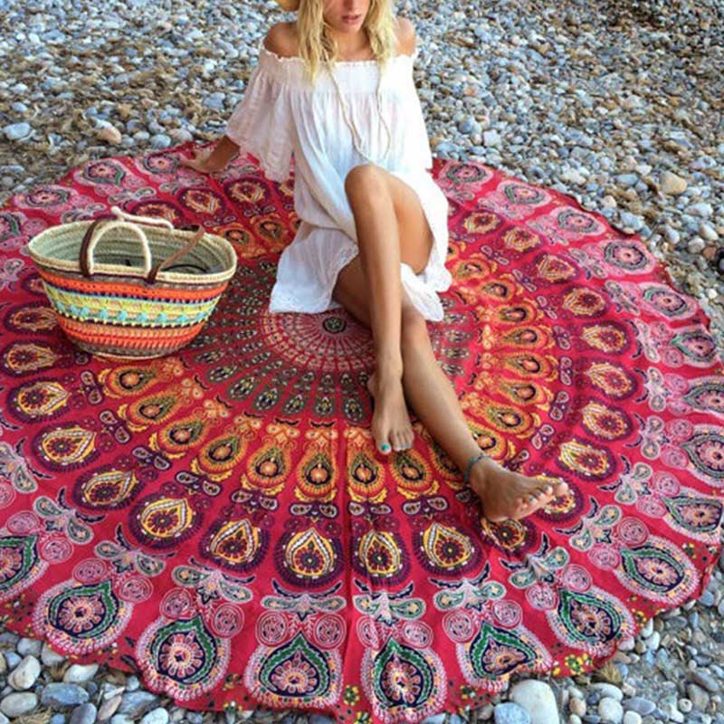 Round carpet scarf mandala tapestry view 5
