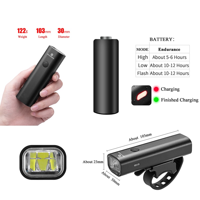 Bicycle light headlights night riding glare flashlight USB charging view 7