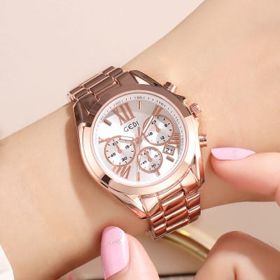 Luxury rose gold women casual watch view 4