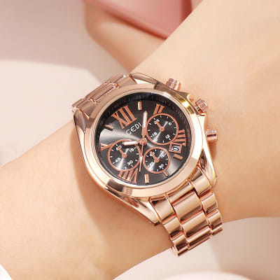 Luxury rose gold women casual watch view 5