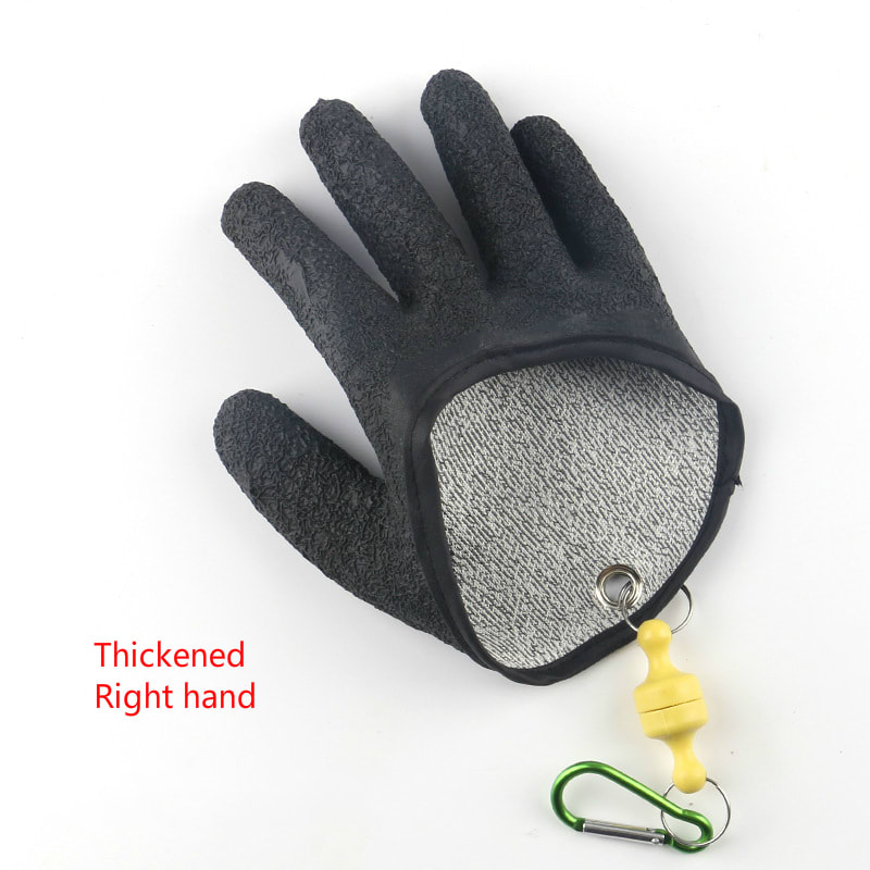 Fishing Gloves Anti-Slip Protect Hand From Puncture Scrapes Fisherman Professional Catch Fish Latex Hunting Gloves Left Right view 11
