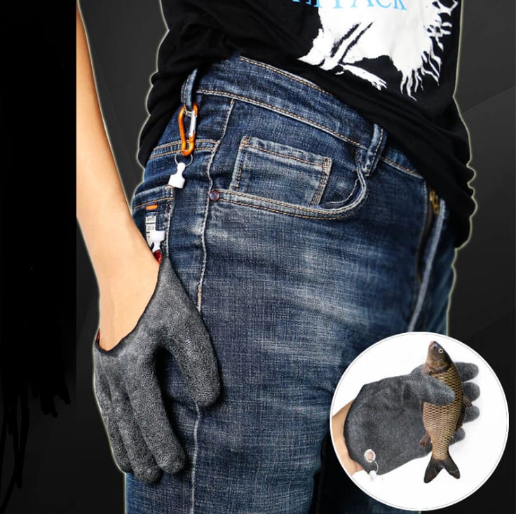 Fishing Gloves Anti-Slip Protect Hand From Puncture Scrapes Fisherman Professional Catch Fish Latex Hunting Gloves Left Right view 5