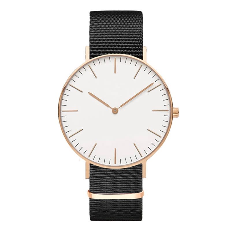 Steel strap watch double needle rose gold ultra-thin quartz men's watch view 22