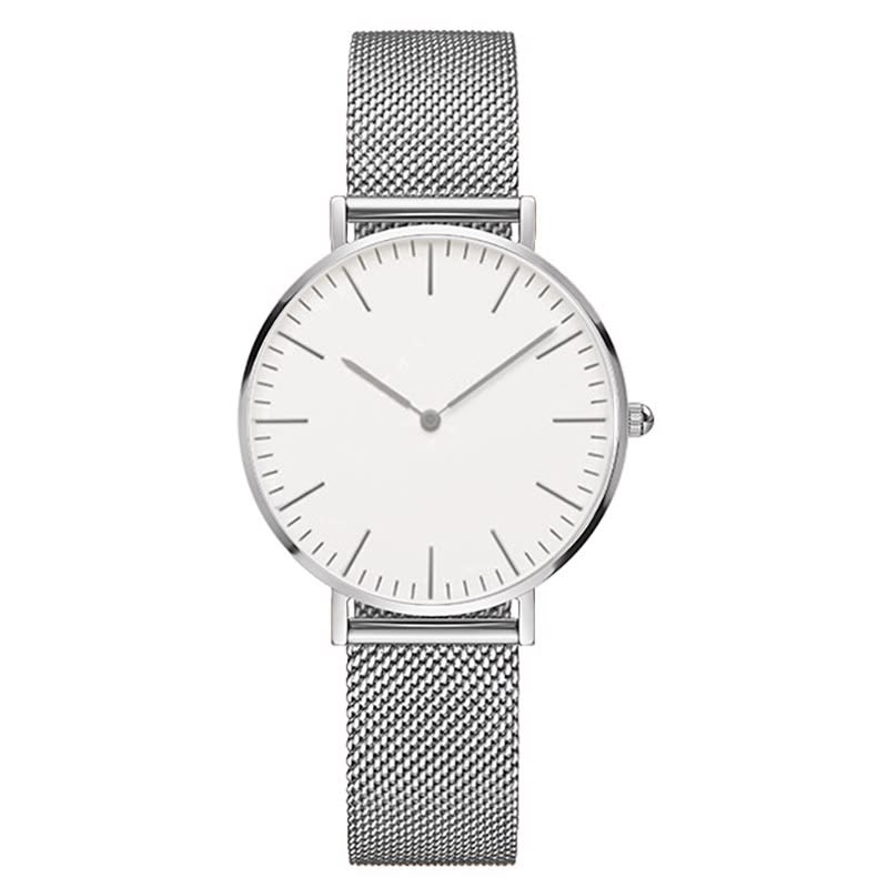Steel strap watch double needle rose gold ultra-thin quartz men's watch view 19