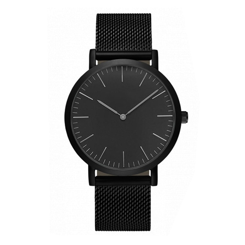 Steel strap watch double needle rose gold ultra-thin quartz men's watch view 18