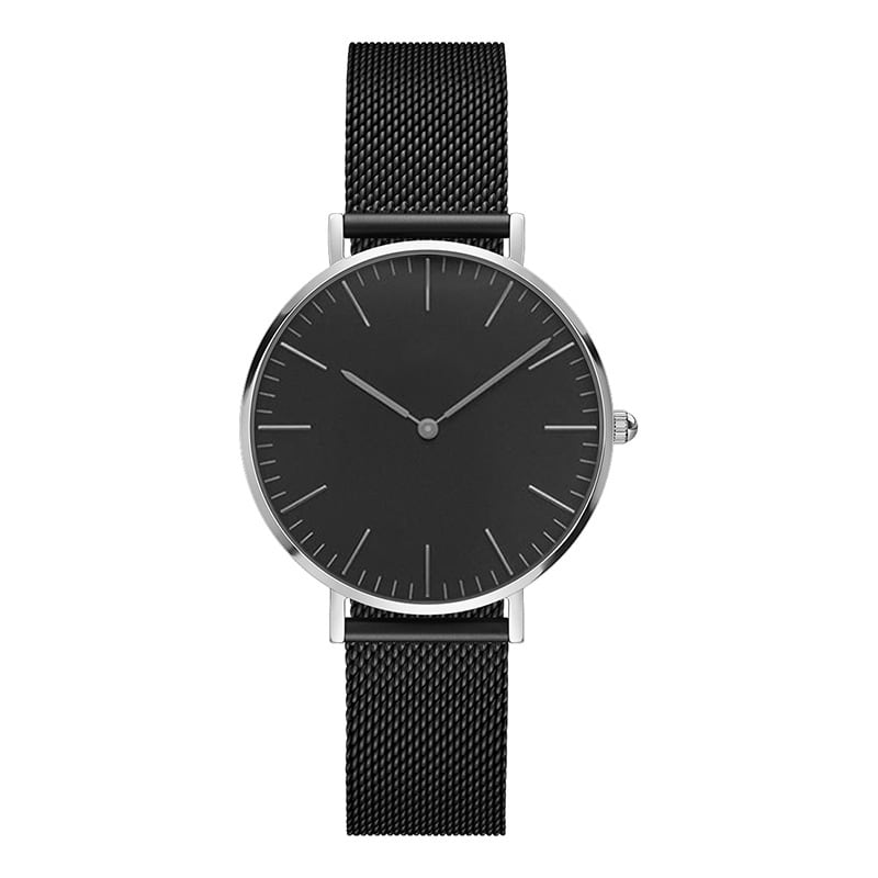 Steel strap watch double needle rose gold ultra-thin quartz men's watch view 20