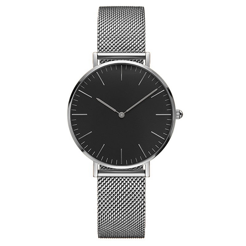 Steel strap watch double needle rose gold ultra-thin quartz men's watch view 24