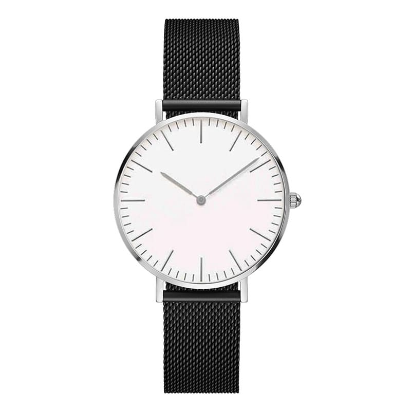 Steel strap watch double needle rose gold ultra-thin quartz men's watch view 4