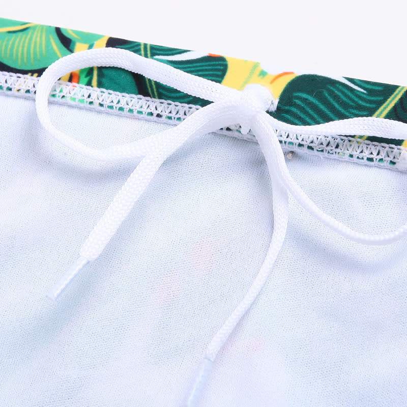 Green leaf seaside sexy triangle swim trunks view 2