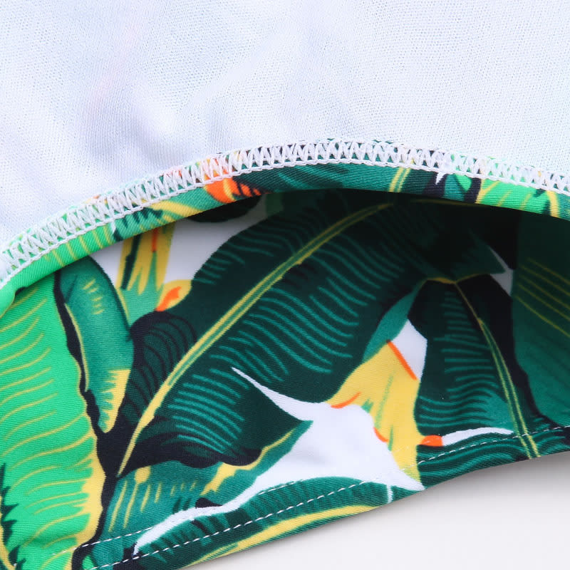 Green leaf seaside sexy triangle swim trunks view 5