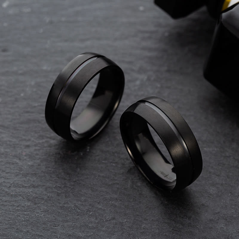 Black titanium steel ring view 3