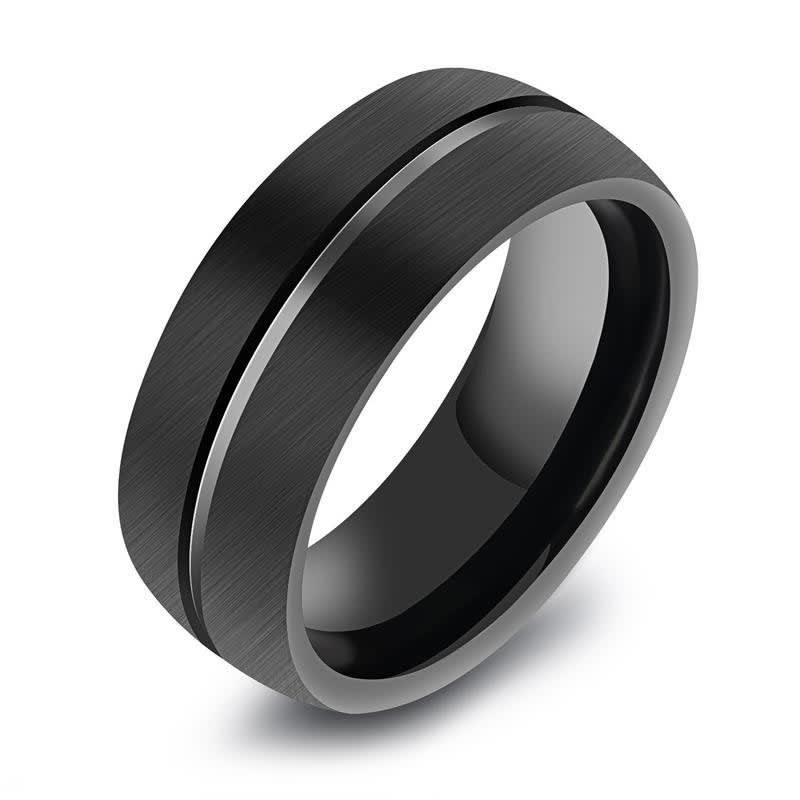 Black titanium steel ring view 5