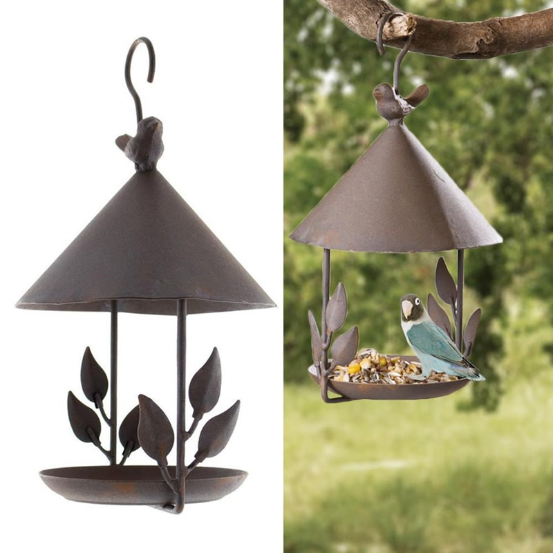 American made old wrought iron bird feeder view 6