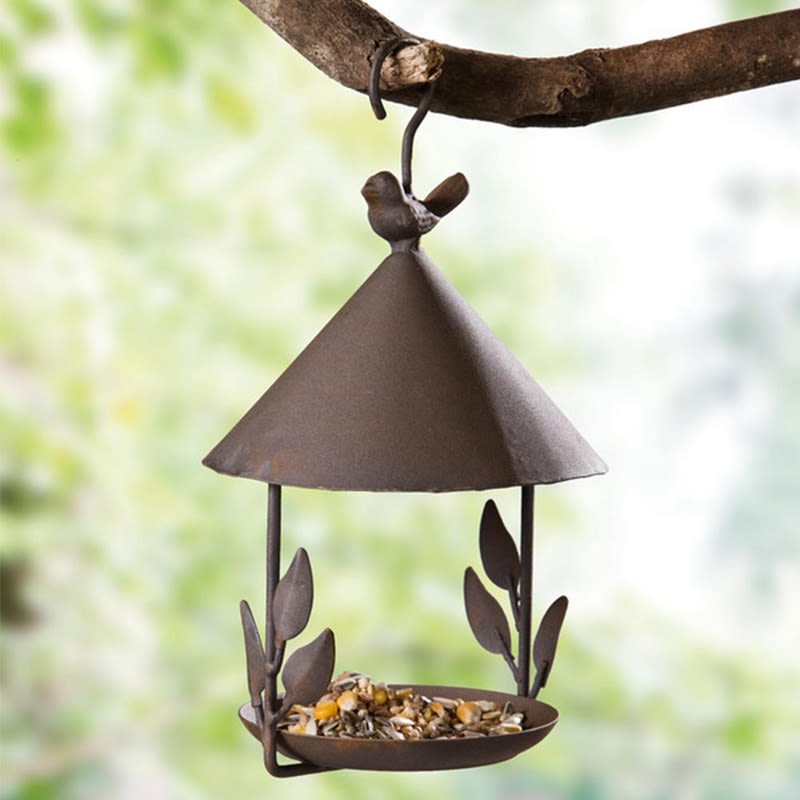 American made old wrought iron bird feeder view 5