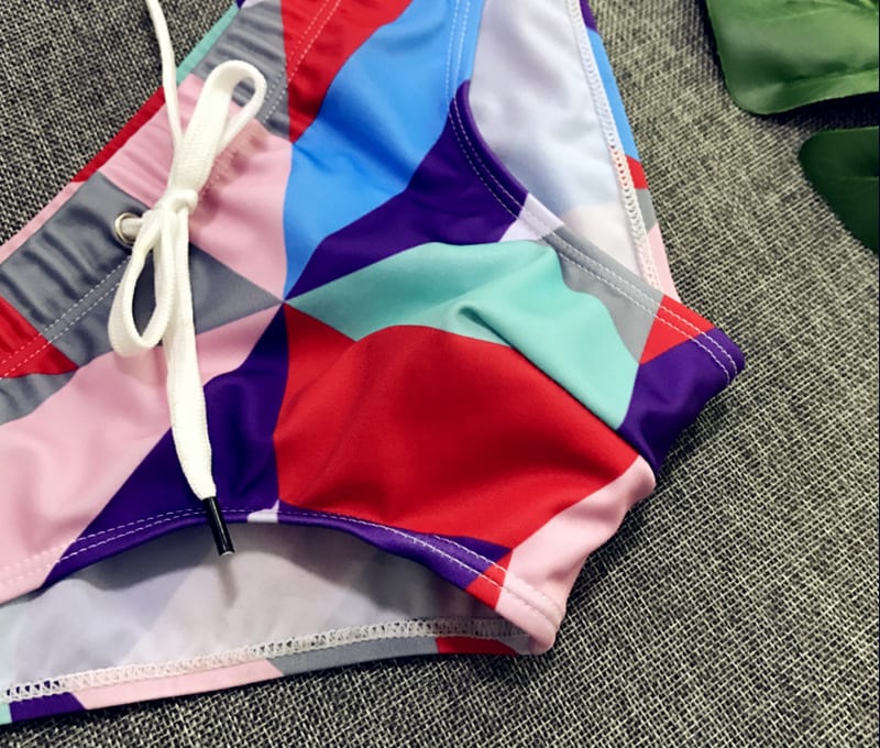 New lattice printed men's swimming trunks view 2