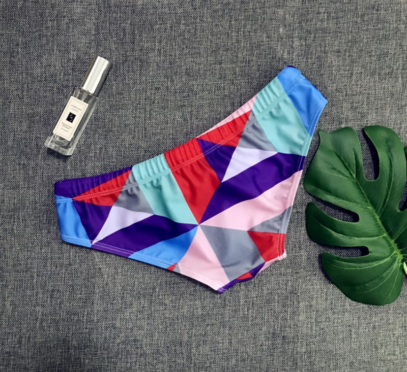 New lattice printed men's swimming trunks view 4