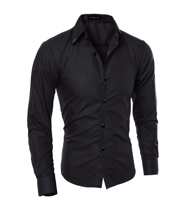 Fashionable diamond plaid men's long sleeve shirt view 5