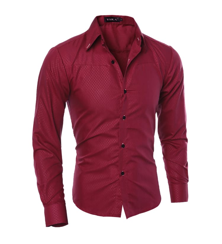 Fashionable diamond plaid men's long sleeve shirt view 3